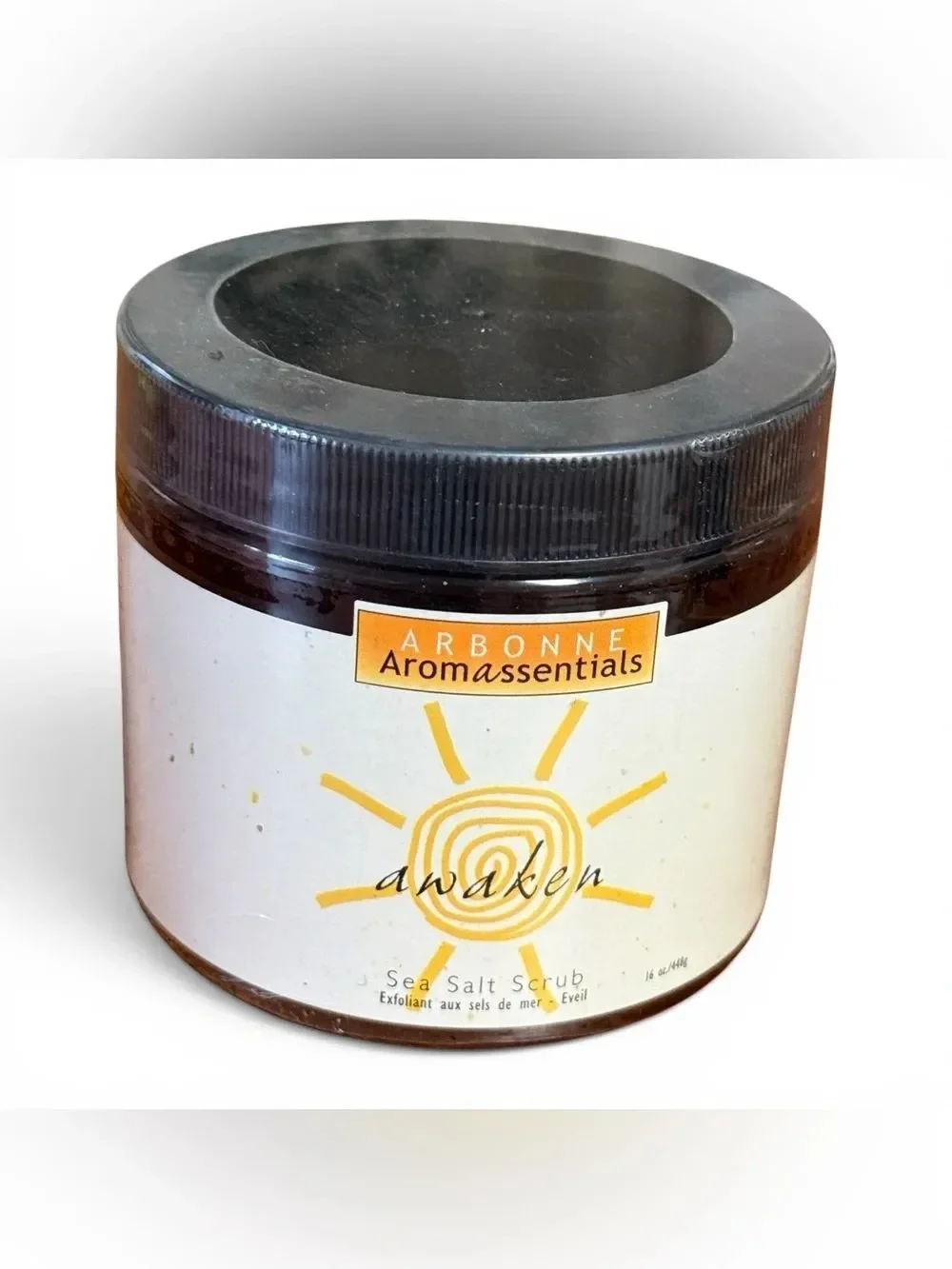 NEW Arbonne Aromassentials Awaken Sea Salt Scrub 16 oz Jar